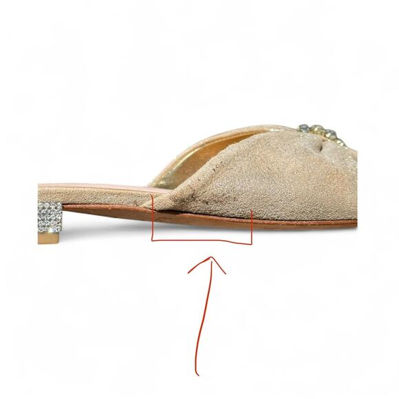 2/$25 Kate Spade Gold Shimmer Sandals Slides Fairycore Embellished Soft Girl 7.5 - Picture 12 of 12